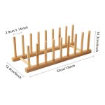 1pc Bamboo Dish Plate Bowl Drainer Storage; Cup Book Pot Lid Cutting Board Drying Rack; Stand Drainer Storage Holder Organizer Kitchen Cabinet; Keep Dry; 13.1in*5in - Image 3