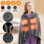 USB Winter Cold Protection Body Warm Shawl Warmer Heated Electric Heated Plush Blanket Flannel Heated Shawl Outdoor Office Home - Image 2