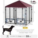 5' x 5' Outdoor Dog Kennel with Rotating Bowl Holders, Walk-in Pet Playpen, Wire Steel with Water and UV-Resistant Canopy, Red - Image 3