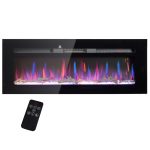 50" Recessed and Wall Mountable Fireplace Heater with Remote Control, Adjustable Flame Color and Brightness