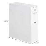 Small Bathroom Storage Cabinet Slim Wooden Toilet Floor Organizer with Drawers White - Image 3