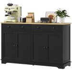 Modern Sideboard, Accent Kitchen Buffet Cabinet with Storage Drawers & Adjustable Shelves, for Dining, Entryway, Black