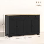 Modern Sideboard, Accent Kitchen Buffet Cabinet with Storage Drawers & Adjustable Shelves, for Dining, Entryway, Black - Image 3