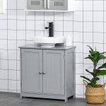 Bathroom Vanities, Bathroom Sink Cabinets with U-Shape Cut-Out and Adjustable Internal Shelf, Gray - Image 2