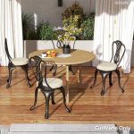 Patio Chair Cushions Set of 4 Round Seat Cushions for Dining Bistro Chairs Machine Washable, 15" x 15" x 3", Cream White - Image 2