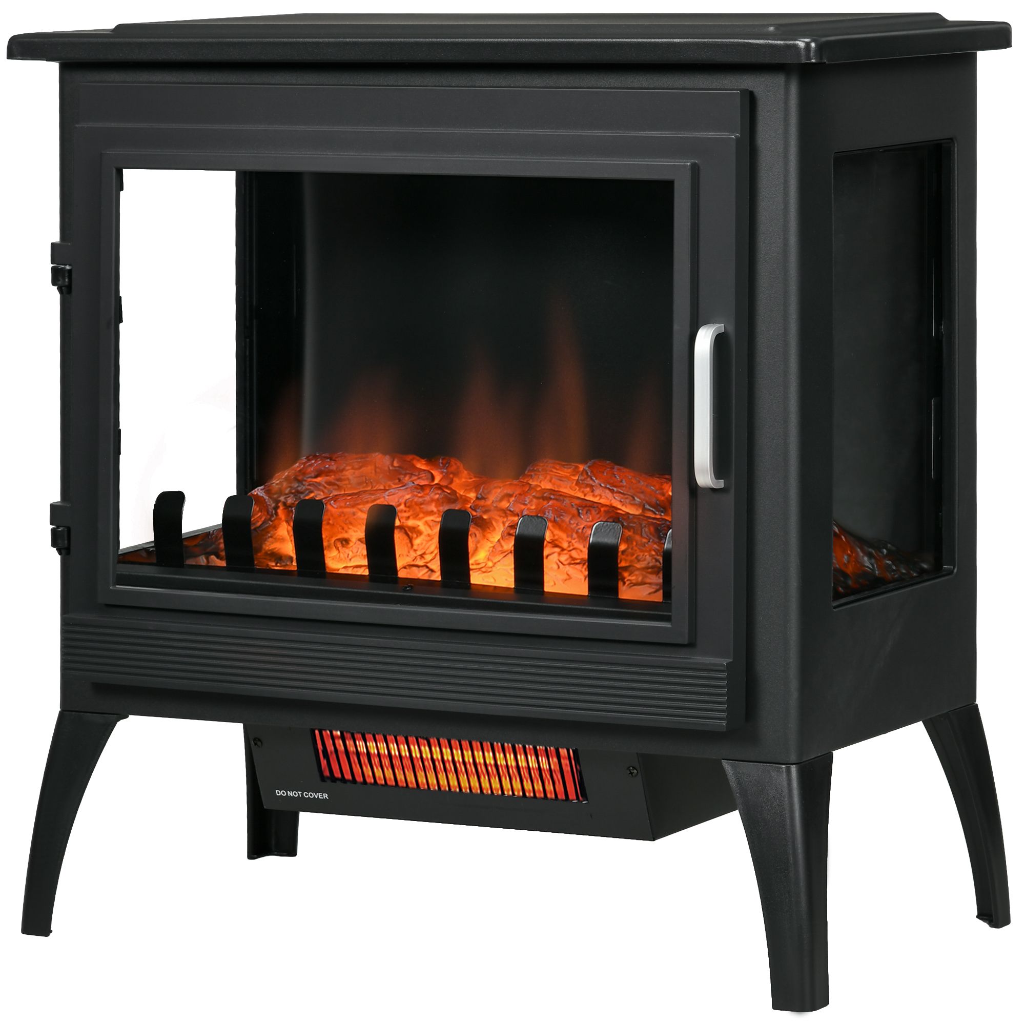 d010275xrl2 24" Black Free Standing Electric Fireplace, Electric Fireplace Heater with Realistic Fake Fire - Image 1