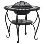 Mosaic Fire Pit Table Black and White 26.8" Ceramic - Image 2