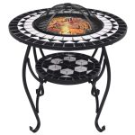 Mosaic Fire Pit Table Black and White 26.8" Ceramic - Image 3