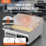 VEVOR Commercial Electric Griddle, 1700W Countertop Flat Top Grill, 122°F-572 °F Adjustable Temp, 14.17 x 11.81 x 0.39in Stainless Steel Griddle Grill with 2 Shovels and 2 Brushes - Image 2