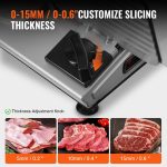 VEVOR Meat Slicer, 180W Electric Deli Food Slicer with 7.5" SUS420 Stainless Steel Blade and Blade Guard, 0 - 0.6 inch Adjustable Thickness for Home Use, Easy to Clean, Cut Meat, Bread, Ham and Cheese - Image 3
