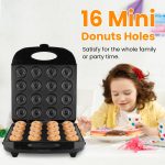 Mini Donut Maker Machine For Kids Snack Breakfast Desserts With 16 Doughnuts Holes Non Stick Coating Double-Side Heating Plates Overheating Protection - Image 2