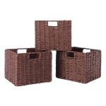 Tessa 3-Pc Woven Rope Basket Set; Foldable; Walnut - Image 3