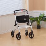 Upright Walker Rollator, Rolling Walker with Storage Bag, Tray, Dual Brakes, Adjustable Height, for Seniors, White - Image 2