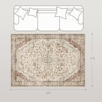 Area Rug 4x6, Machine Washable Rug, Non-Slip Classical Floral Print Floor Carpet for Living Room, Bedroom, Mixed-Brown - Image 3