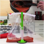 Bag Holder For Plastic Bags, Sandwich Holder, Food Storage Bags Clip, Best Opener For Freezer & Storage Baggie, Ideal Plastic Kitchen Gadget, No Hassle Cooking Solutions For A Clean Pour - Image 6