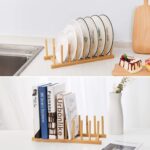 1pc Bamboo Dish Plate Bowl Drainer Storage; Cup Book Pot Lid Cutting Board Drying Rack; Stand Drainer Storage Holder Organizer Kitchen Cabinet; Keep Dry; 13.1in*5in - Image 6