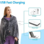 USB Winter Cold Protection Body Warm Shawl Warmer Heated Electric Heated Plush Blanket Flannel Heated Shawl Outdoor Office Home - Image 7