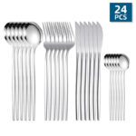 24pcs/Set Stainless Steel Cutlery; Portuguese Cutlery Spoon; Western Cutlery Set - Image 4