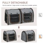 39" Portable Twin Compartment Show House Cat Cage/Condo, Soft-Sided Pet kennel, Dual Compartment, Soft Cushions & Storage Bag, Gray - Image 5