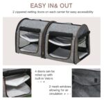 39" Portable Twin Compartment Show House Cat Cage/Condo, Soft-Sided Pet kennel, Dual Compartment, Soft Cushions & Storage Bag, Gray - Image 6