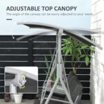 2-Seater Outdoor Porch Swing with Canopy and Table, Patio Swing Chair for Garden, Poolside, Backyard, Gray - Image 4
