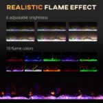 50" Recessed and Wall Mountable Fireplace Heater with Remote Control, Adjustable Flame Color and Brightness - Image 4