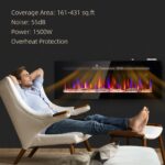 50" Recessed and Wall Mountable Fireplace Heater with Remote Control, Adjustable Flame Color and Brightness - Image 6