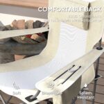 Folding Rocking Camping Chairs, Portable Chairs with Headrest, Cooler Bag, Cup Holder, Carry Bag, 2 Pack, Cream - Image 5