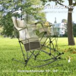 Folding Rocking Camping Chairs, Portable Chairs with Headrest, Cooler Bag, Cup Holder, Carry Bag, 2 Pack, Cream - Image 4