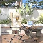 Folding Rocking Camping Chairs, Portable Chairs with Headrest, Cooler Bag, Cup Holder, Carry Bag, 2 Pack, Cream - Image 7