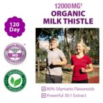 Liver Cleanse Detox & Repair Organic Milk Thistle 12000 Mg 120 Day Support Supplement 30X Seed Extract with Silymarin Pills MD Pure Herbal Kidney Lung Health Fast Active Aid Formula 120 Capsules - Image 2