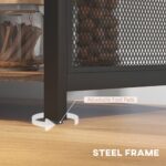 LED Wine Cabinet, Rustic Brown with Charging Station, Glass Holders & Open Shelves - Image 7