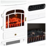 Electric Fireplace Heater White with Realistic LED Log Flames Overheating Safety 750/1500W - Image 7