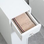 Small Bathroom Storage Cabinet Slim Wooden Toilet Floor Organizer with Drawers White - Image 7