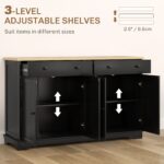 Modern Sideboard, Accent Kitchen Buffet Cabinet with Storage Drawers & Adjustable Shelves, for Dining, Entryway, Black - Image 5
