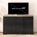 Modern Sideboard, Accent Kitchen Buffet Cabinet with Storage Drawers & Adjustable Shelves, for Dining, Entryway, Black - Image 6