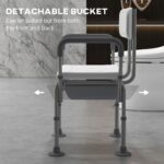 3-in-1 Adjustable Shower Chair, with Back & Arms, Height Adjustable, Bedside Commode, Non-Slip, White - Image 5