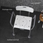 3-in-1 Adjustable Shower Chair, with Back & Arms, Height Adjustable, Bedside Commode, Non-Slip, White - Image 7