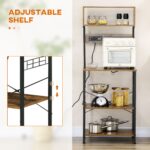 Baker's Rack with Power Outlet, USB Charging, Microwave Stand, Coffee Bar & Adjustable Shelves - Image 5