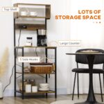 Baker's Rack with Power Outlet, USB Charging, Microwave Stand, Coffee Bar & Adjustable Shelves - Image 6