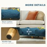 Raised Dog Couch with Comfortable Cushion, Pine Wood Legs, Foot Pads, for Large-Sized Dogs Indoor Use, Dark Blue - Image 6