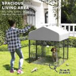 Welded Wire Outdoor Dog Kennel with 360° Rotating & 4 Levels Adjustable Bowls, Waterproof Cover, 3.9' x 3.9' x 4 - Image 4
