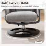 010-Ergonomic Recliner Chair with Ottoman, Modern Chenille Fabric Massage Swivel Lounge Chair with Footrest, Adjustable Backrest for Home or Office, Grey - Image 4