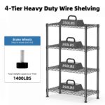 1000 lbs Storage Shelving Steel Heavy Duty 4-Tier Utility Shelving Unit Steel Organizer Wire Rack for Home,Kitchen,Office,Chrome (13.7" D x 29.5" W x 47.2" H) - Image 4