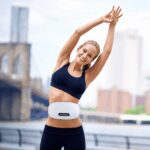 Stone Abdominal Massager - Dual Rotating Heads with 6 Red Lights, 5 Modes 3 Speeds 3 Heat Settings, 2500mAh Rechargeable, Adjustable Belt for Menstrual/Bloating Relief