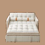 Modern 55.5" Pull Out Sleep Sofa Bed 2 Seater Loveseats Sofa Couch with side pockets, Adjsutable Backrest and Lumbar Pillows for Apartment Office Living Room - Image 4