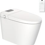 Smart Toilet Bidet Combo with Foot Sensor Open Cover/Seat, LED Display, Self-Cleaning Nozzle, Heated Seat, Night Light, Knob Control, Power Outage Flushing, Soft Close, Auto Flush, with Remote Control