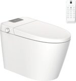 Smart Toilet Bidet Combo with Foot Sensor Open Cover/Seat, LED Display, Self-Cleaning Nozzle, Heated Seat, Night Light, Knob Control, Power Outage Flushing, Soft Close, Auto Flush, with Remote Control