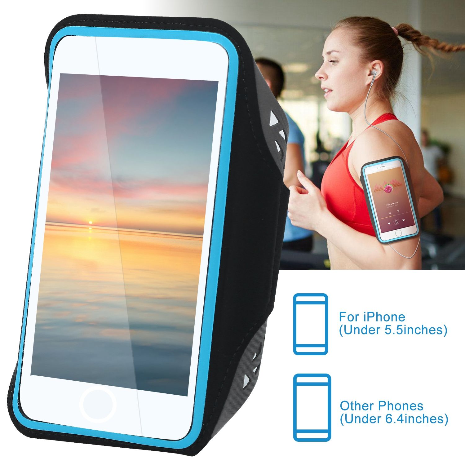 d0102ha9kk7 Phone Armband Case Sweat-resistant Armband Phone Holder 6.4in Max Phone Holder Adjustable - Image 1