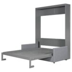 Queen Size Murphy Bed Wall Bed with Cushion,Gray - Image 5